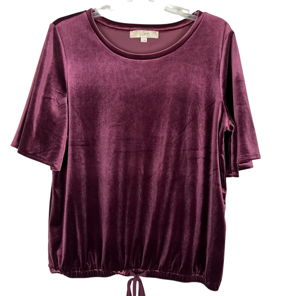 LOFT Plum velour top Sz S